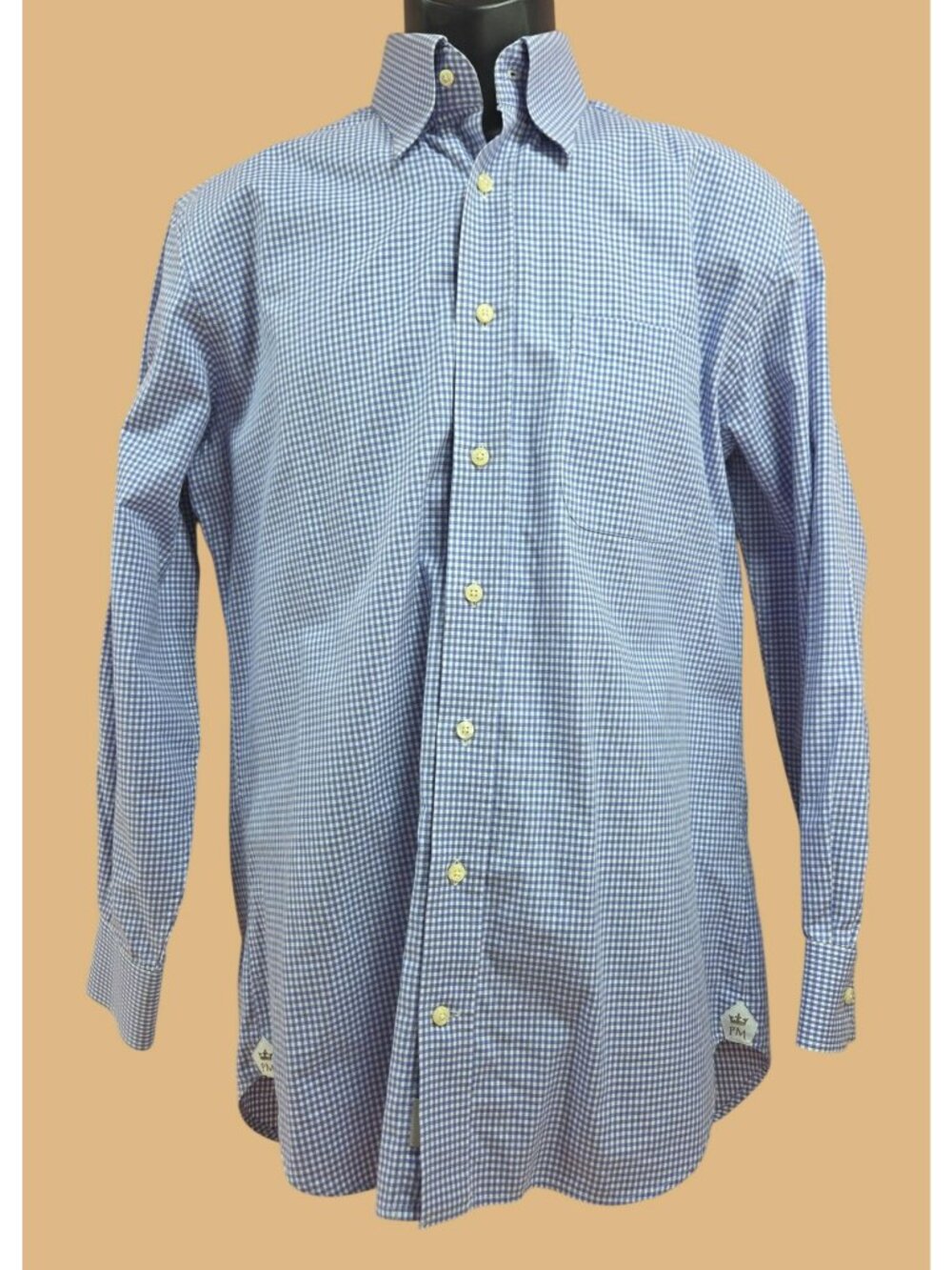 Peter Millar Mens Medium Blue Check Button-Up Shirt